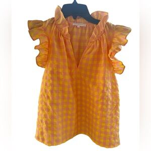 Olivaceous No Sleeve Ruffled top - Size Small